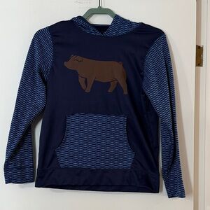Holloway Navy and Blue Kids Hoodie with Brown Animal Design